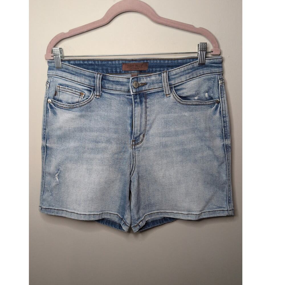 Judy Blue Light Wash Stretch Denim Shorts XL High Rise